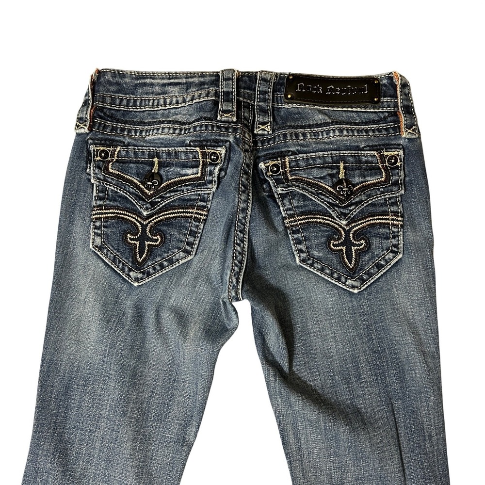 Rock Revival Essie Straight Jeans Womens 25 Low Rise Flap Pockets Western 26x30